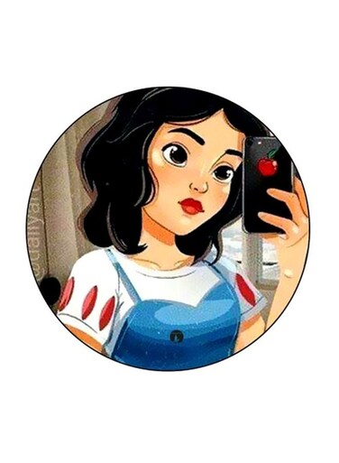Girl Printed Fridge Magnet Beige/Blue/White 5.5cm