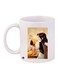 Girl With Dog Printed Ceramic Coffee Mug White/Brown/Yellow 11ounce