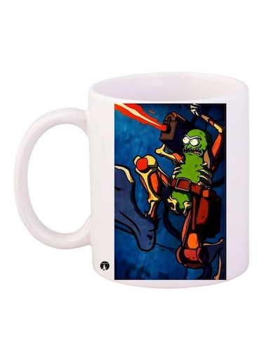 Cartoon Printed Coffee Mug White/Blue/Green 11ounce