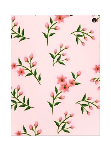 Floral Themed Metallic Plate Pink/Green 20x15cm