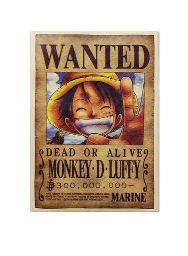 Anime Printed Poster Beige/Ornage/Blue 51x36centimeter