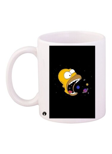 Cartoon Printed Coffee Mug White/Black/Yellow 11ounce