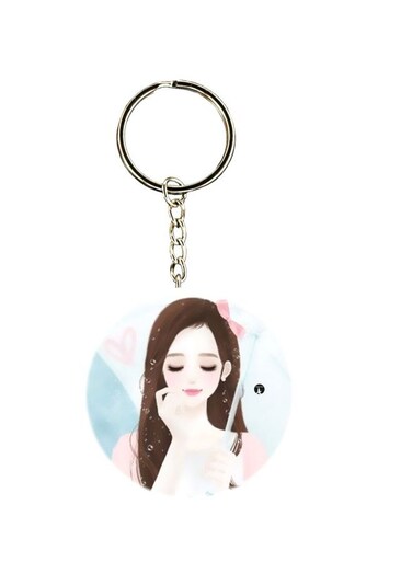 Double Sided Girl Printed Keychain