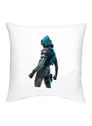Fortnite Character Printed Decorative Cushion White/Black/Green 16x16inch