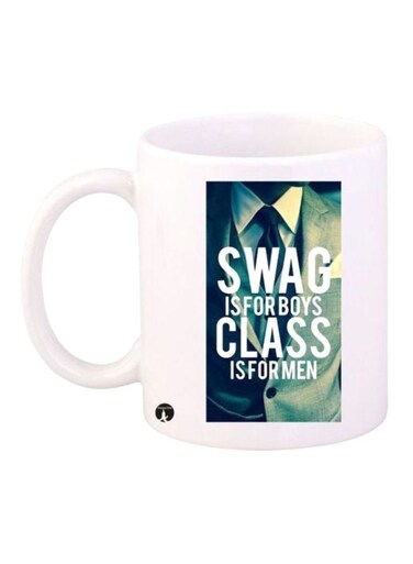 Phrase Printed Mug White/Blue