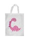 Cartoon Dinosaur Printed Shopping Bag White