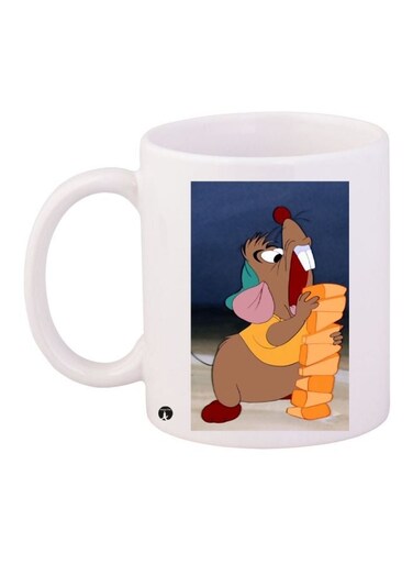 Cartoon Character Printed Coffee Mug White/Brown/Yellow 11ounce