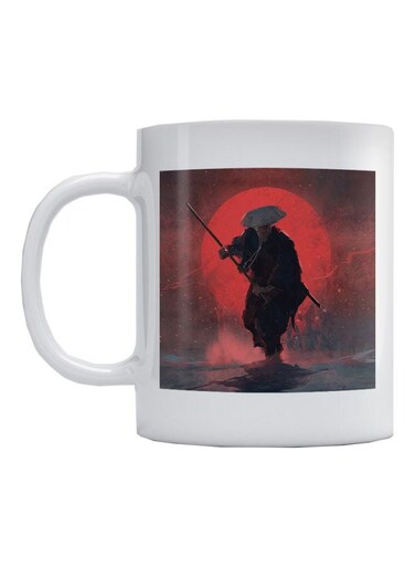 Samurai Printed Mug White/Brown/Red