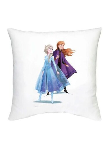 Frozen Character Printed Decorative Cushion White/Blue/Purple 16x16inch