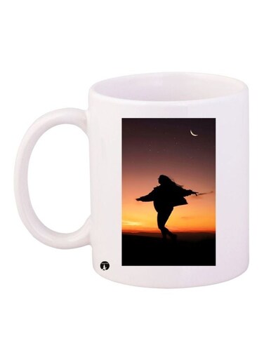 Nature Printed Coffee Mug White/Black/Orange 11ounce