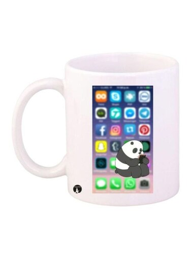 Panda Printed Coffee Mug White/Grey/Purple