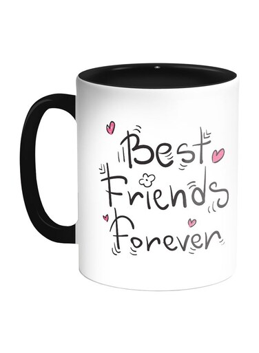 Best Friends Forever Printed Coffee Mug Black/White/Pink 11ounce