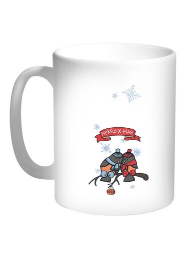 Winter Season Printed Coffee Mug White/Red/Grey 11ounce