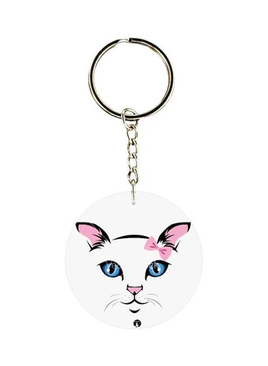 One Sided Cat Printed Keychain