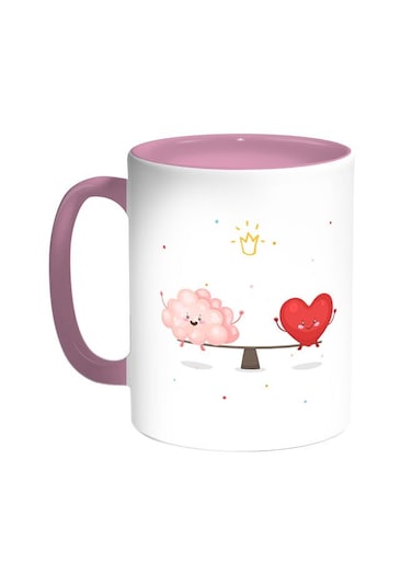 Romantic Printed Coffee Mug Pink/White 11ounce