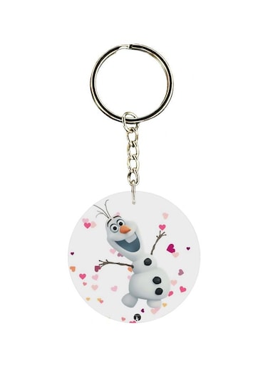 Double Sided Snowman Cartoon Printed Keychain