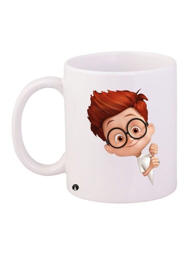 Cartoon Printed Coffee Mug White/Beige/Brown 11ounce