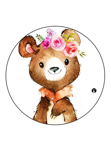 Cartoon Printed Fridge Magnet White/Brown/Pink 5.5cm