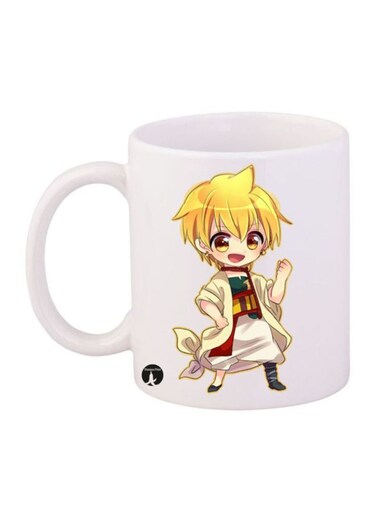 Labyrinth Of Magic Anime Printed Mug White/Yellow/Beige 12ounce
