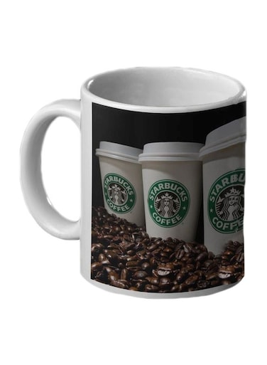Starbucks Printed Mug White/Brown/Black 350ml