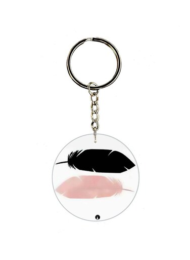 The Feather Printed Dual Sided Keychain