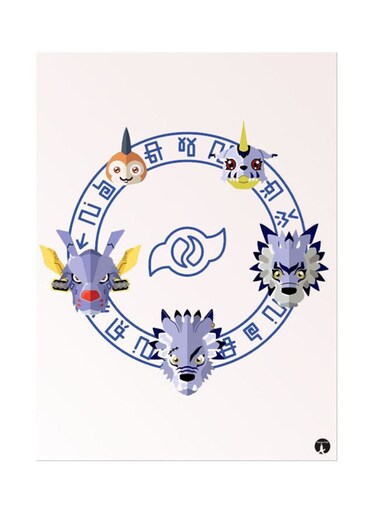 Metal Plate Of The Anime Digimon Poster Multicolour
