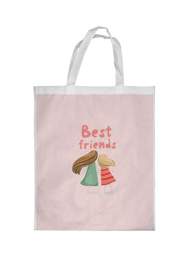 Best Friends Printed Shopping Bag Pink/White