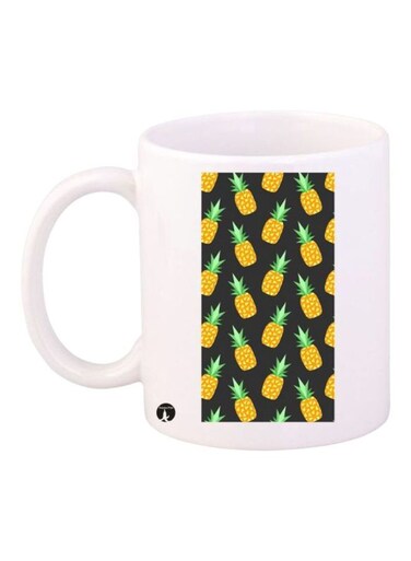 Pineapples Printed Mug White/Yellow/Brown Standard Size