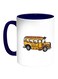 School Bus Printed Coffee Mug White/Blue 11ounce