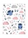 Decorative Themed Metallic Plate Blue/Grey/Pink 20x15cm