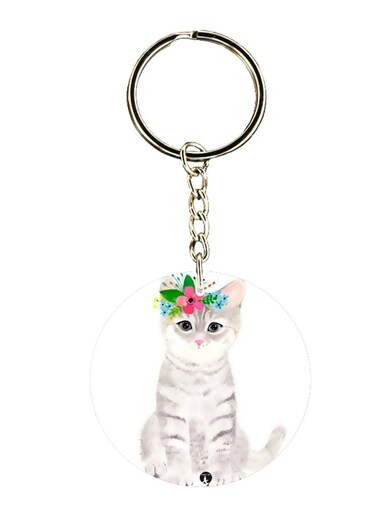 Cute Cat Printed Keychain