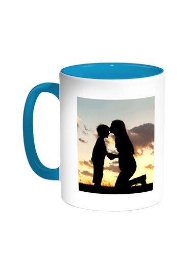 Mother And Child Printed Coffee Mug Turquoise/White 11ounce