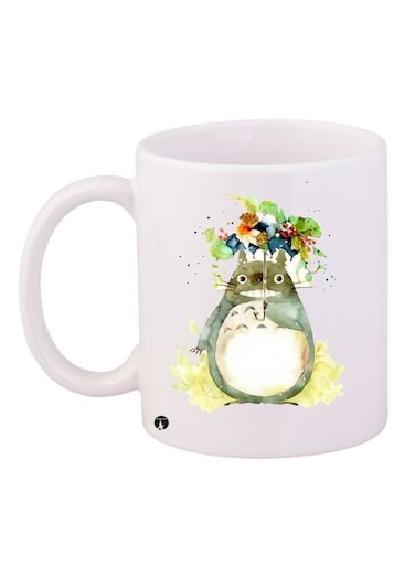Cartoon Printed Coffee Mug White/Green/Yellow 11ounce