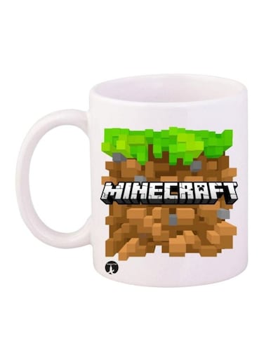 Minecraft Printed Mug White/Brown/Green