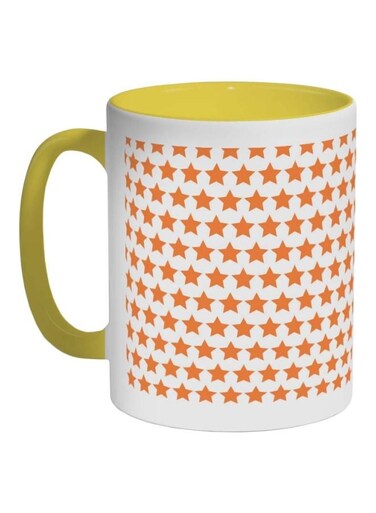 Star Printed Coffee Mug Yellow/White/Orange 325ml