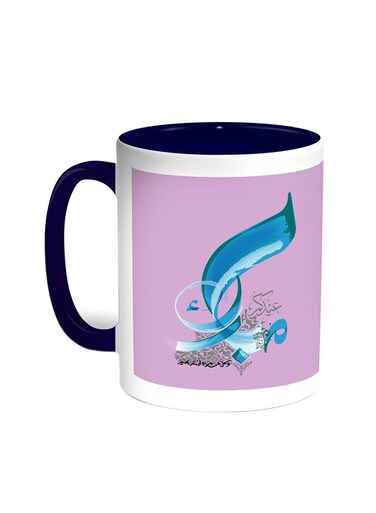 Congratulations On Eid Printed Coffee Mug Blue/White 11ounce