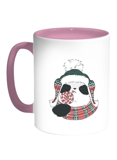 Teddy Bear Printed Coffee Mug White/Pink 11ounce
