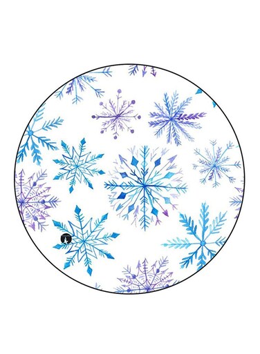 Snow Flakes Printed Fridge Magnet Round Multicolour