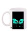 Hand Printed Ceramic Coffee Mug White/Green/Black 11ounce