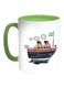 Passenger Steamer Printed Coffee Mug White/Green 11ounce
