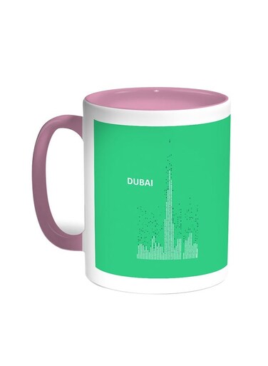 Abstract Drawing - Dubai Towers Printed Coffee Mug Pink/White 11ounce