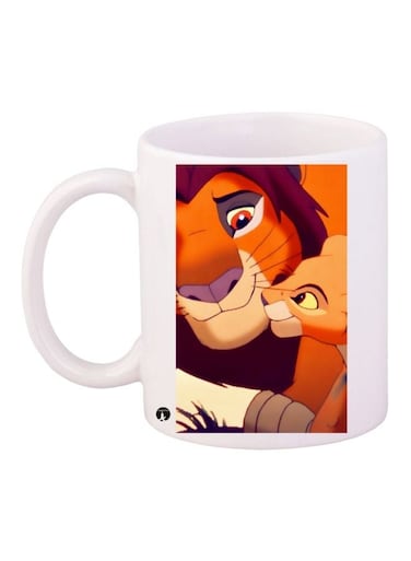 Lion King Printed Coffee Mug White/Brown/Beige 11ounce