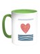Heart-Shaped Fishing Net Printed Coffee Mug White/Green 11ounce