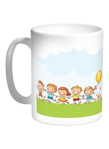 Happy Eid Printed Coffee Mug White/Blue/Green 325ml