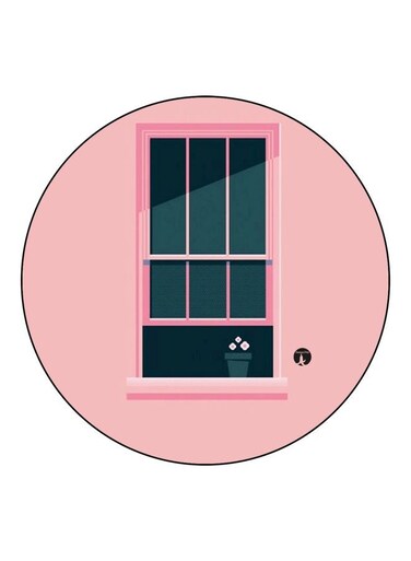 Window Printed Fridge Magnet Pink/Grey 5.5cm