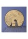 Girl With A Cat Themed Canvas Framed Painting Blue/Beige/Black 50x50cm