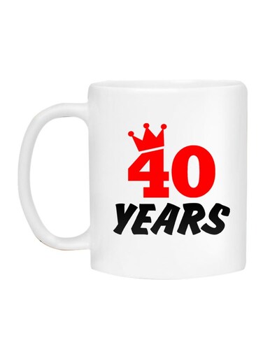 Printed Ceramic Coffee Mug White/Black/Red