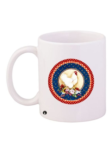 Hen Printed Coffee Mug White/Blue/Red