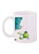 Cartoon Printed Coffee Mug White/Green/Blue 11ounce