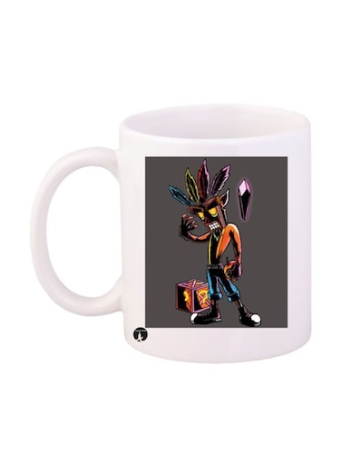 Crash Video Game Printed Mug White/Pink/Orange Standard Size